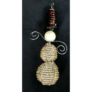 Unique OOAK? Handmade? Bead and Wire 3D Snowman Ornament Christmas Winter